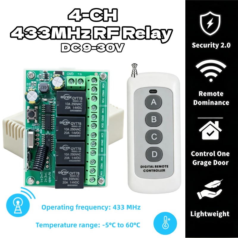 Relay Module 4 Channel - 범용 무선 리모컨 스위치 DC 12V