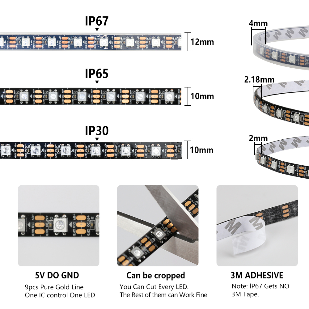 WS2812B 스마트 픽셀 RGBIC LED 스트립 라 - Ws2812B Strip 5V 리뷰 및 가격