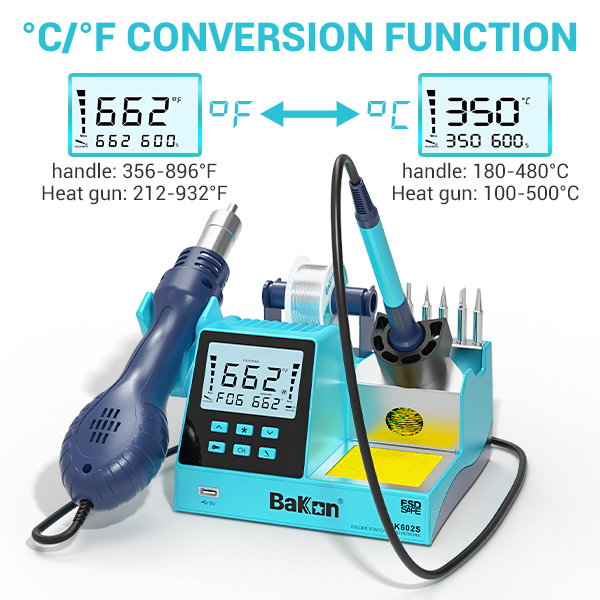 플래시 세일 바콘 BK602S 2 in 1 핫 에어건  - Soldering Iron Temperature Probe 리뷰 및 가격