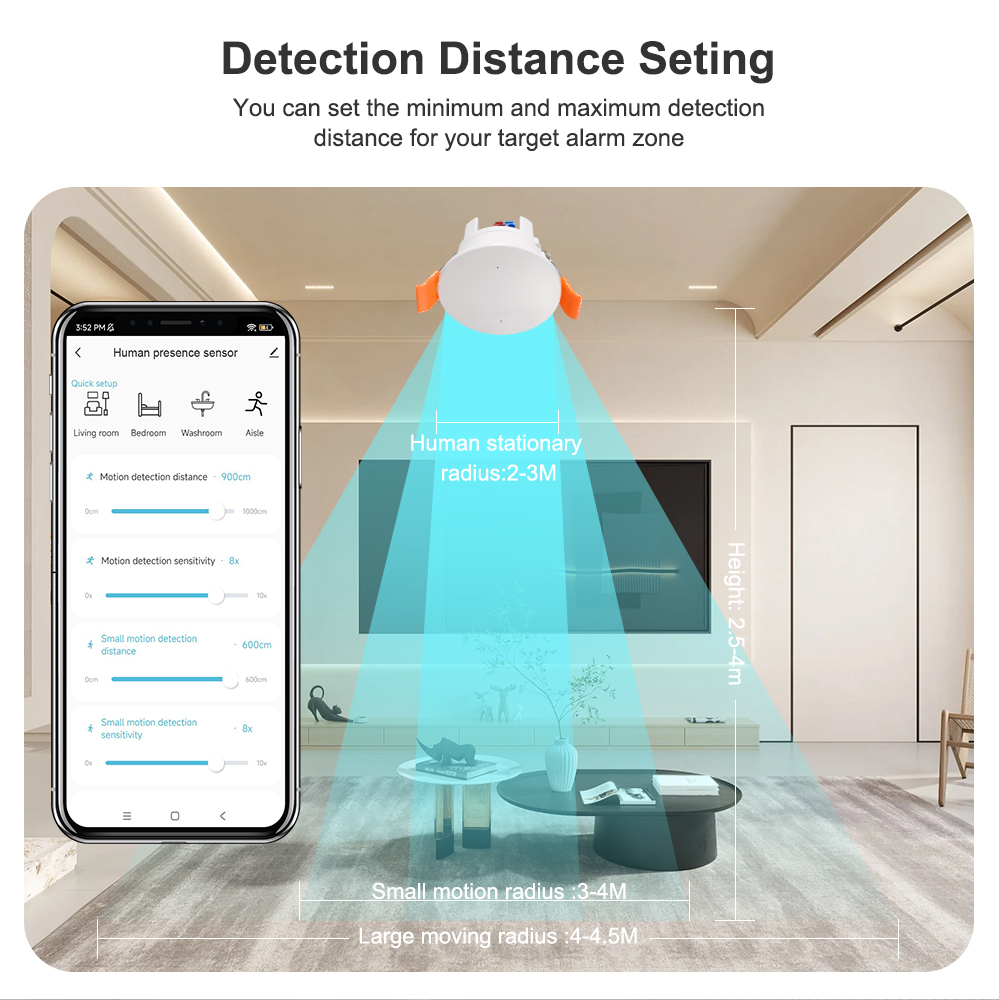 ZigBee MmWave 레이더 인체 감지 모션 센서, - Pir Motion Sensor 리뷰 및 가격